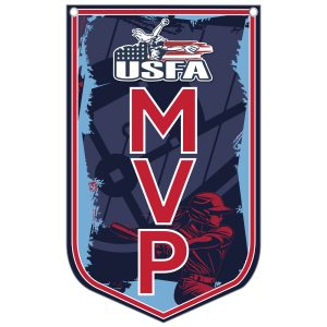 USFA MVP award banner featuring a baseball player in action, highlighting achievement in sports.