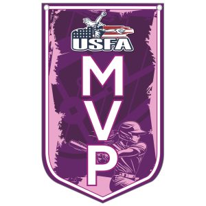 USFA MVP banner featuring a softball player in action, highlighting excellence in softball achievements.